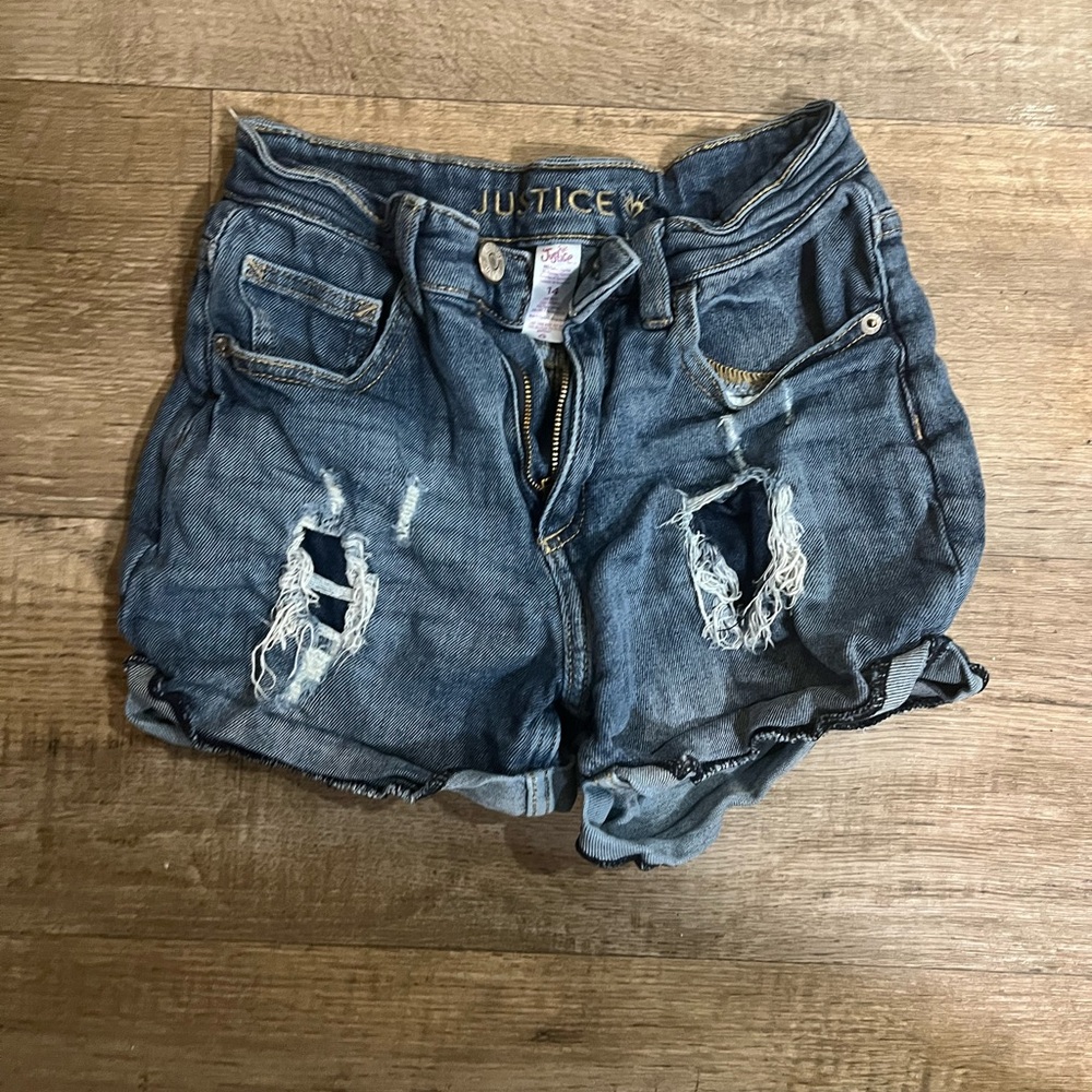 Justice Blue Distressed Kids Jeans Shorts